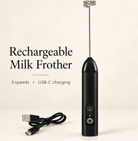 3-Speed Rechargeable Milk Frother & Mini Whisk.