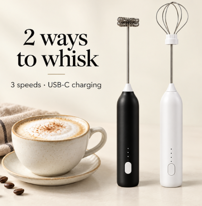 3-Speed Rechargeable Milk Frother & Mini Whisk.